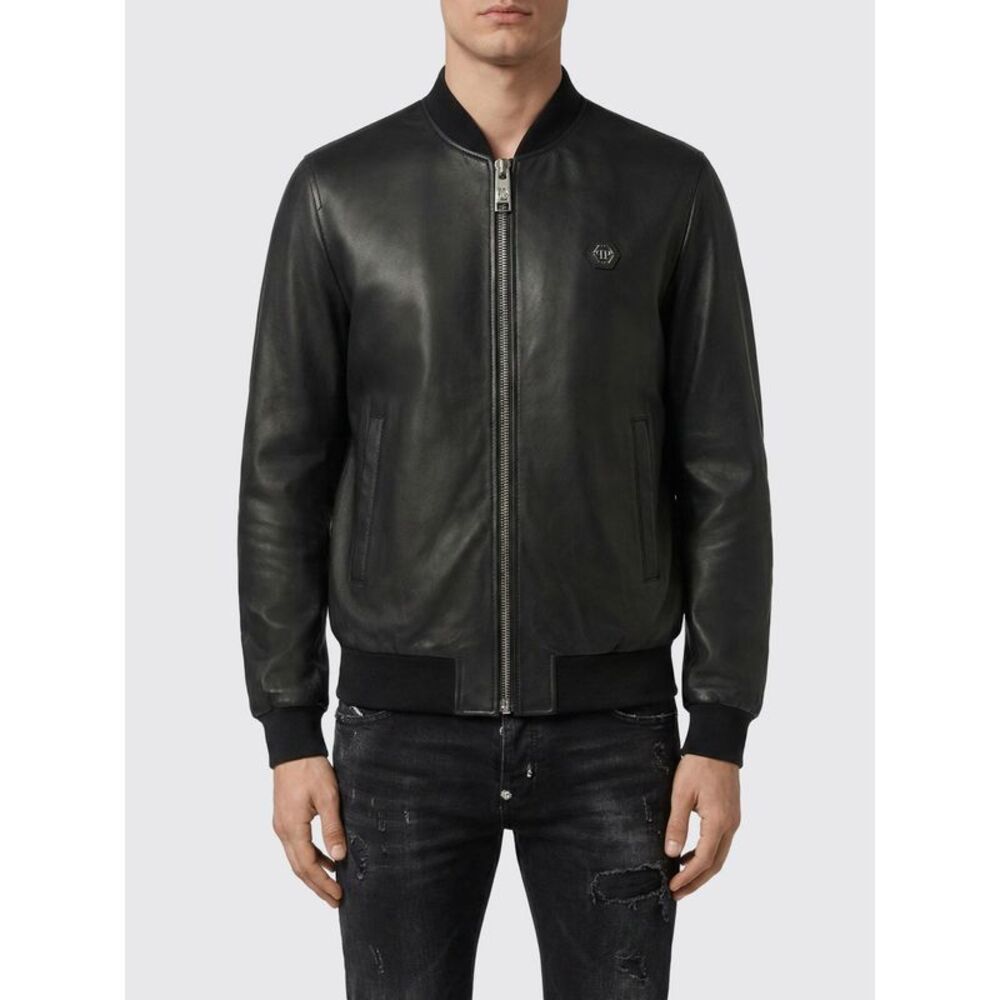 Philipp Plein Men Philipp Plein Leather Bomber Jacket